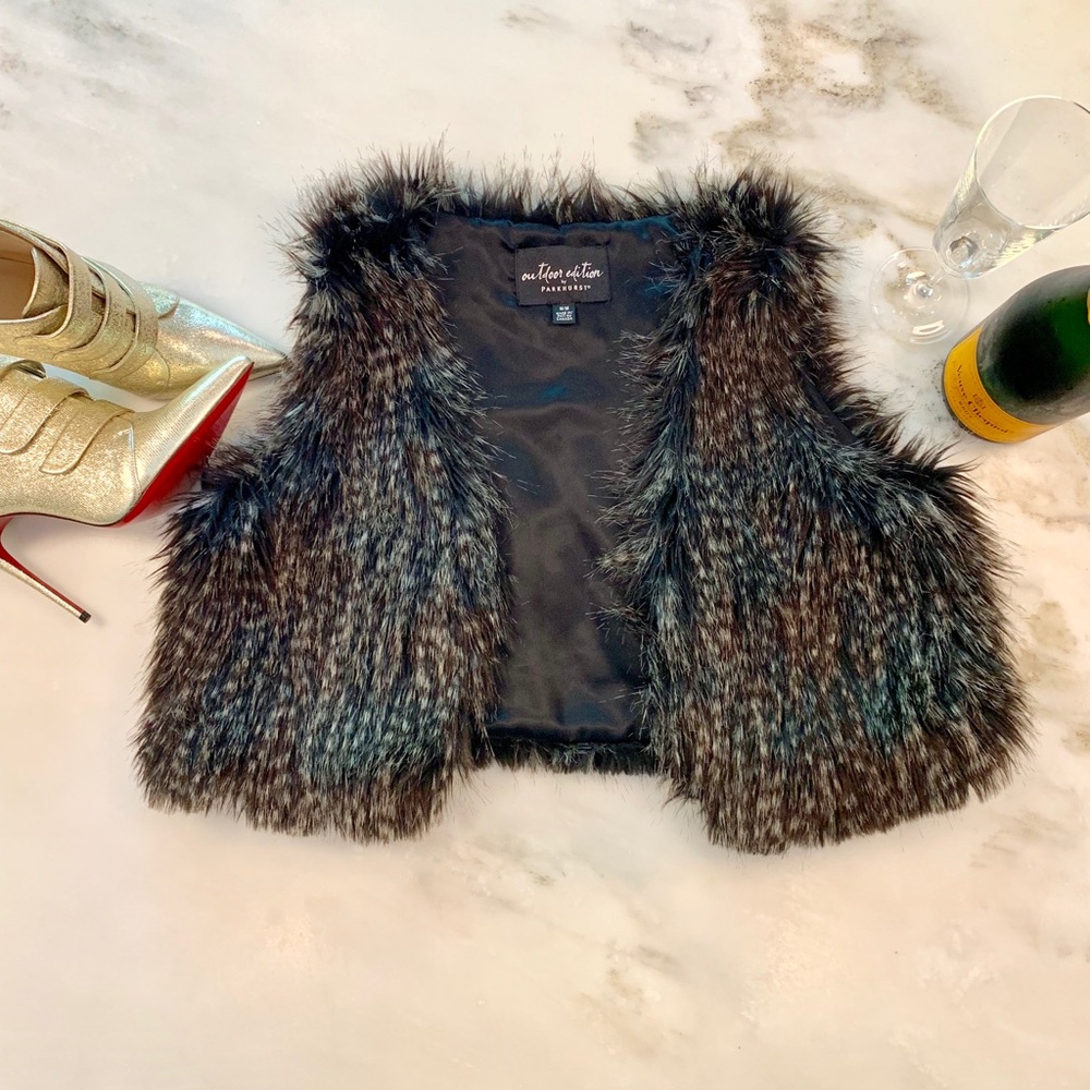 Black and White Faux Fur Vest